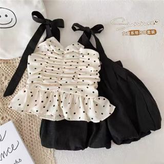 Mom Kids🌸พร้อมส่ง🌸ชุดเซ็ทเด็กผู้หญิงแฟชั่น🎀เสื้อสายเดี่ยว+กา…