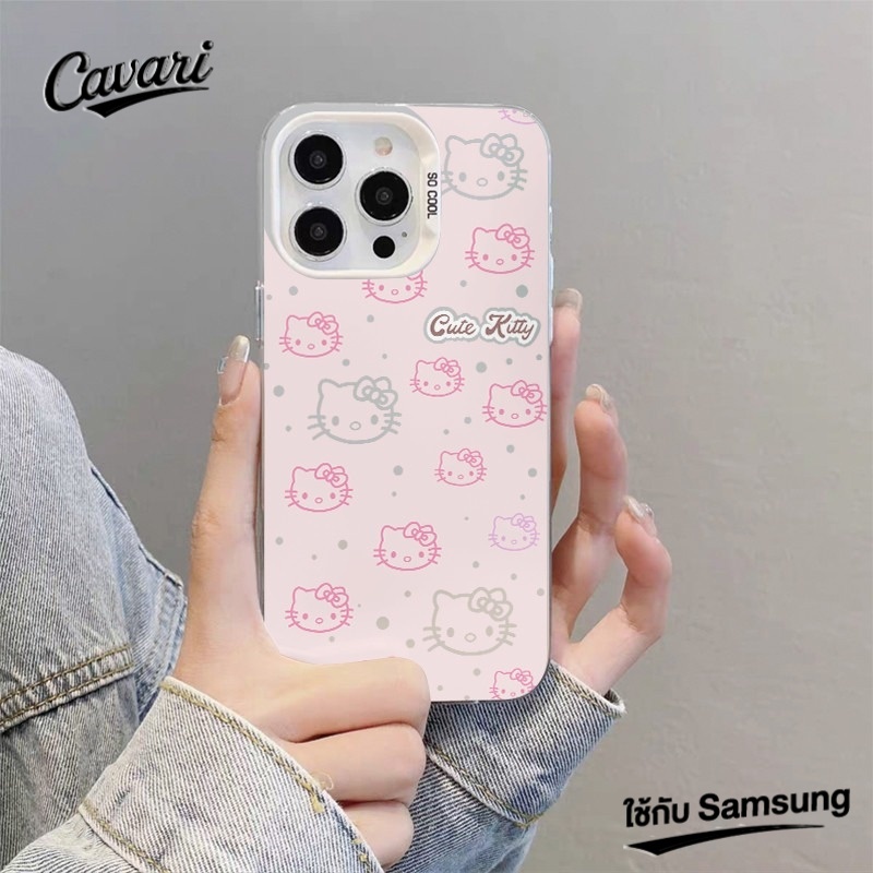 เคส IMD ชุบลายแมวคิตตี้สุดแฟชั่นเรียบง่ายเข้ากันได้กับ Samsung Galaxy A15 A54 A53 A52 A34 A50 A05 A05s A12 A13 A14 A23 A