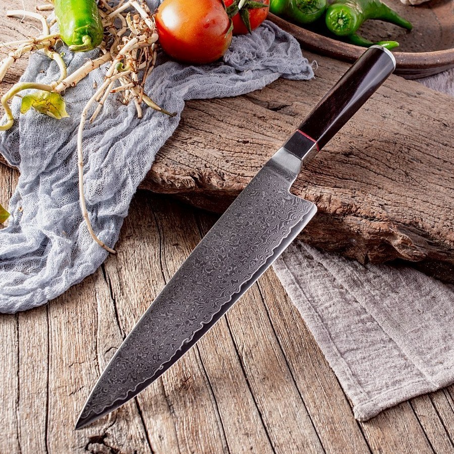 มีดเชฟ มีดดามัสกัสแท้ 8นิ้ว VG10 Chef Knife Damascus ตีเหล็กทบ67 ชั้น รุ่นCDG-015 พร้อมส่ง