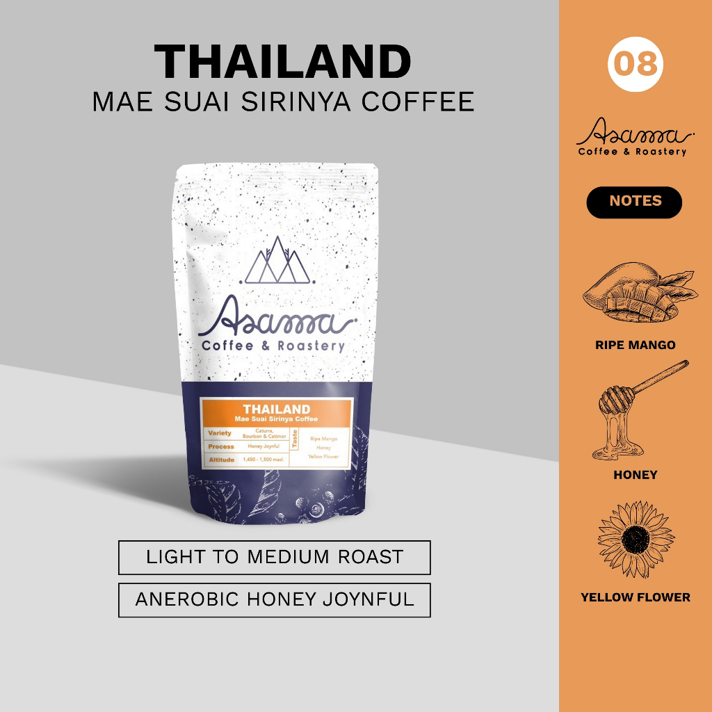 08. เมล็ดกาแฟคั่วอ่อน Sirinya Honey Joynful 200 กรัม