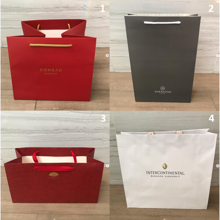 ถุงกระดาษ ถุง แบรนด์ CONRAD , Sheraton , Mandarin Oriental และ Intercontinental ของแท้ สภาพใหม่ สวย 