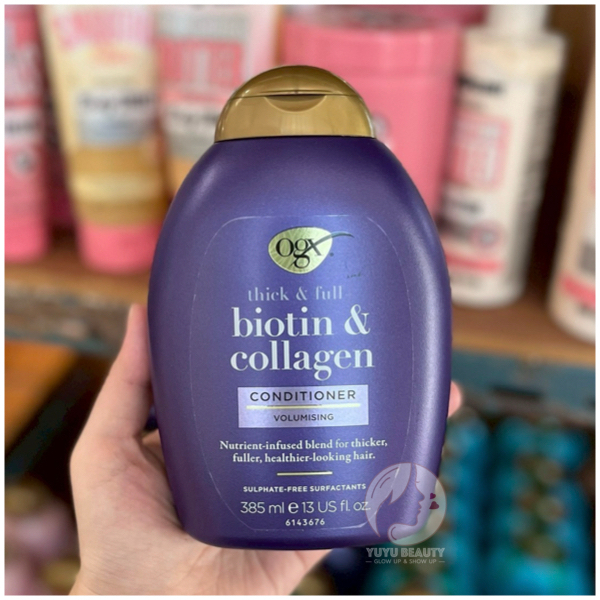 OGX Biotin and Collagen Conditioner 385ml . โอจีเอ็กซ์ ติ๊ก แอนด์ ฟูล + ไบโอติน แอนด์ คอลลาเจน คอนดิ