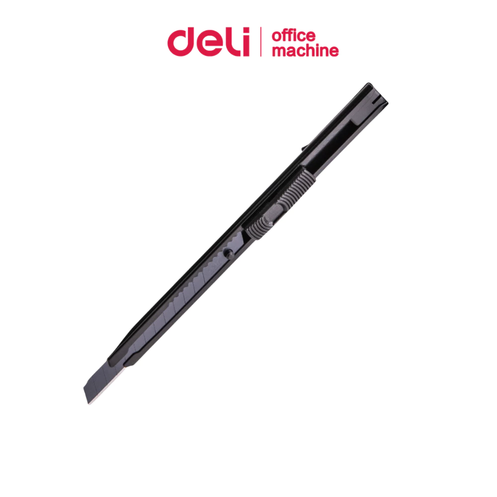 Deli คัตเตอร์ มีดคัตเตอร์ 9มม ใบมีดคม เปลี่ยนได้ ล็อคกันเลื่อน แข็งแรง ได้มาตรฐาน Cutter