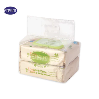 ENFANT (อองฟองต์) Extra Mild Care & Body Wipes ผ้าเช็ดทำความสะอาดแบบเปียก สูตรน้ำ EDI 99.9% 1แพ็ค/2ห่อ 42แผ่น/