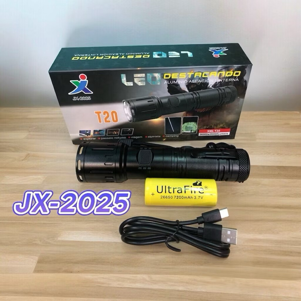 ไฟฉายสปอร์ตไลท์JX-2025(T20) 5โหมด สว่างมากๆ90000w 80000Lumens