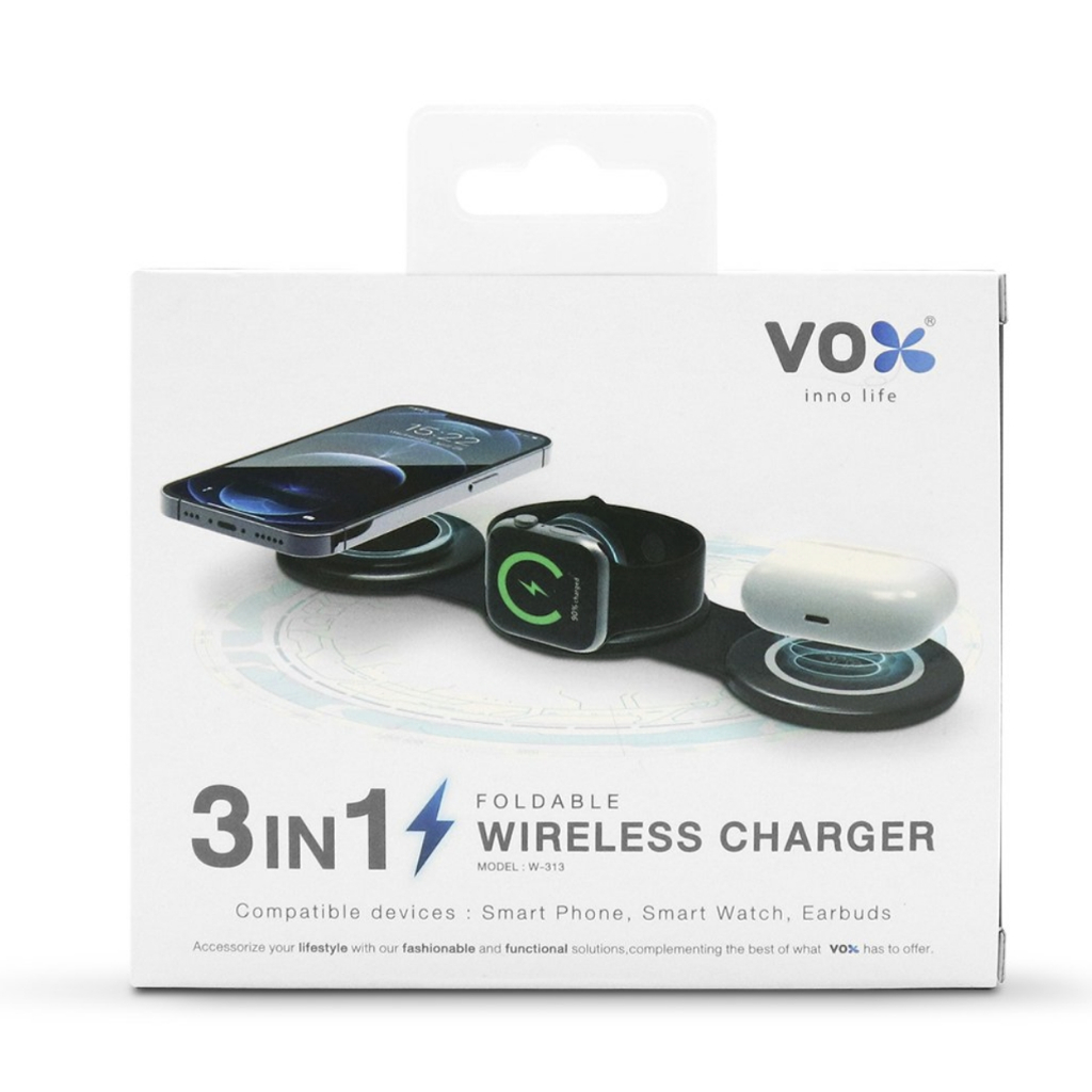 Vox แท่นชาร์จไร้สาย 3 in 1 Foldable Wireless Charger รุ่น W-313