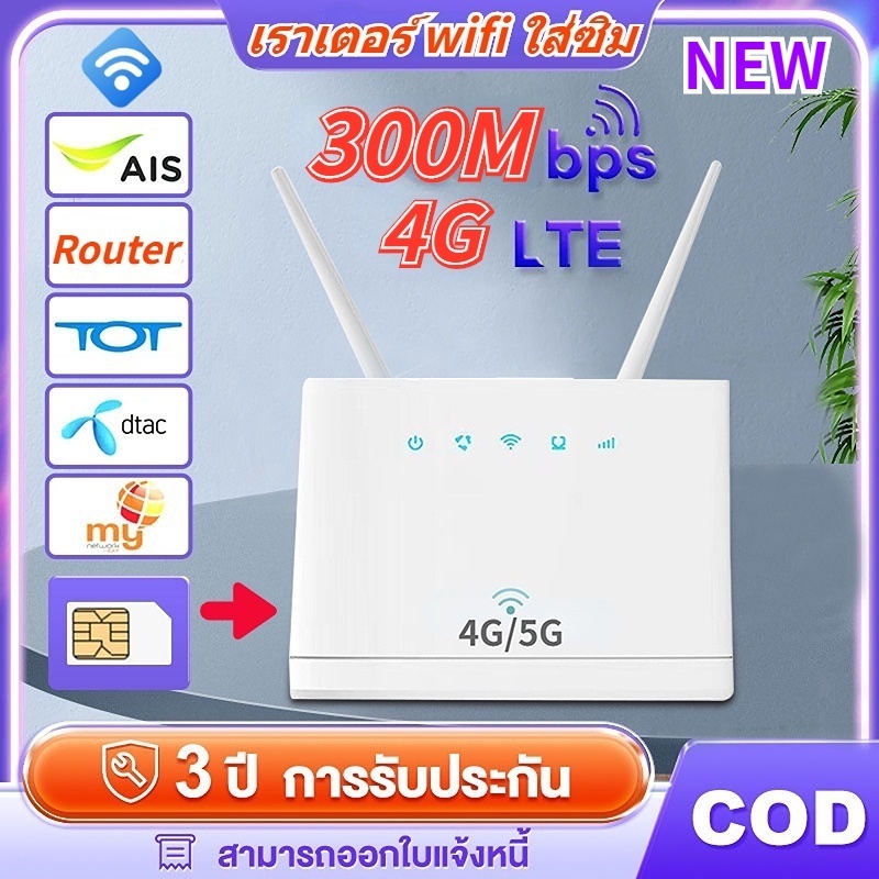 เราเตอร์ wifi ใส่ซิม 4G/5G เร้าเตอร์ WIFI เราเตอร์ใส่ซิม 4G Router ใส่ซิม 300Mbps เสียบใช้เลย ไม่ติด