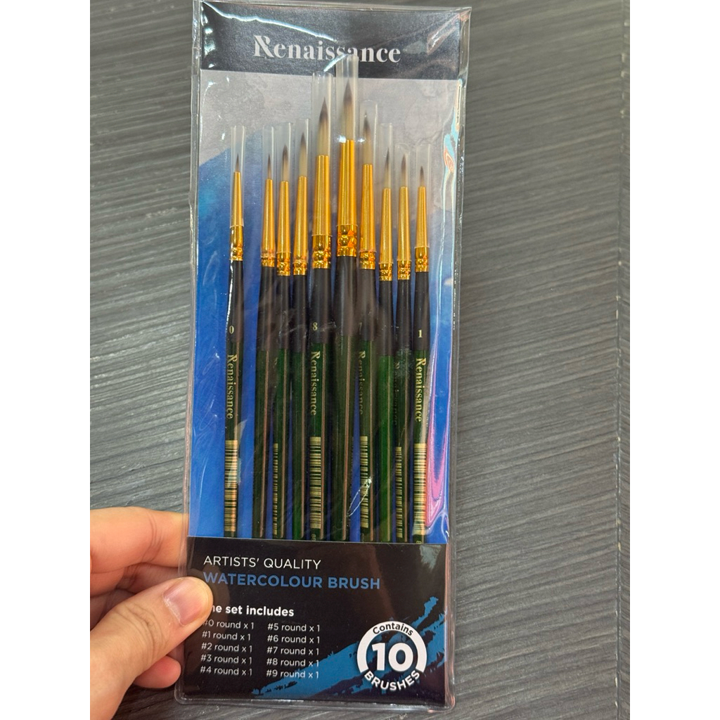 Renaissance เซตพู่กันกลม คละเบอร์ 10แท่ง 10เบอร์
