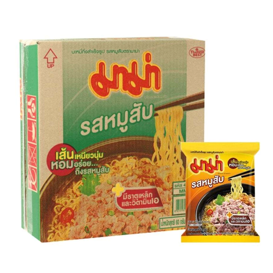 (ยกกล่อง 30 ซอง) มาม่า บะหมี่กึ่งสำเร็จรูป รสหมูสับ 60 กรัม