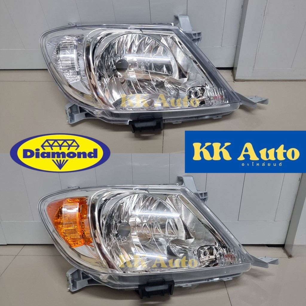 ไฟหน้าวีโก้ รุ่นแรก ปี 2004 -2010 TOYOTA VIGO โตโยต้าวิโก้ ไฟมุมสีส้ม ไฟมุมสีขาว ตราเพชร Diamond
