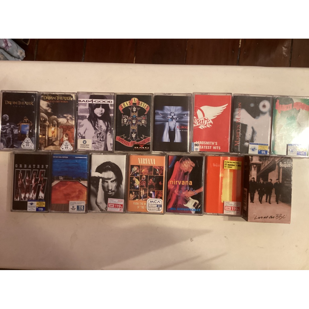 เทป : เพลงสากล Rock วงตำนาน Nirvana kiss Gun n rose Ozzy Dream theater the Beatles Marilyn Manson Ba