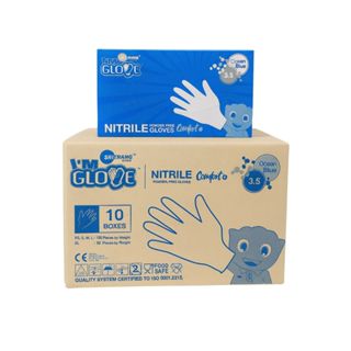 [ ยกลัง 10 กล่อง ] ถุงมือไนไตรฟ้า I'm glove 3.5 มิล