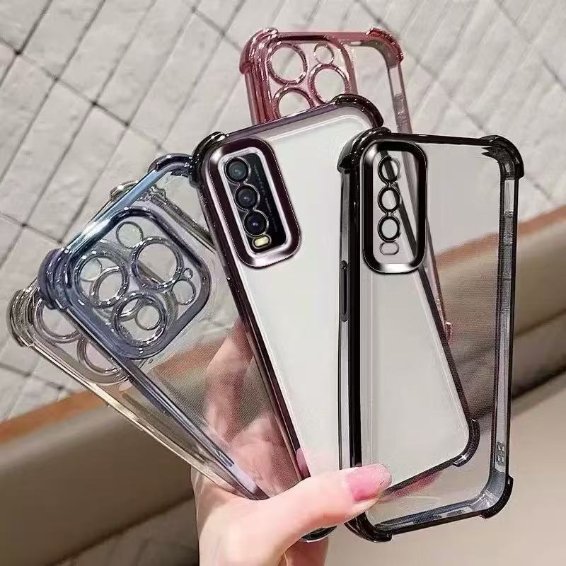 เคสกันกล้อง สำหรับ Vivo Y21 Y21T T1X Y33T Y33S Y11 Y12 Y15 Y17 Y20 Y20S Y20I Y3S Y12A Y12Sพร้อมเลนส์กล้อง เคสใสกันกระแทก