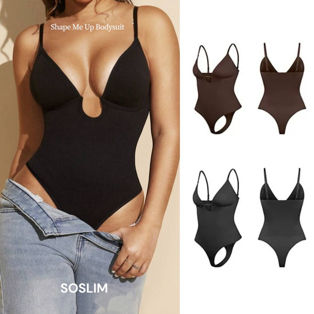 Soslim ชุดกระชับสัดส่วนสไตล์บอดี้สูท เว้าลึก มี 2 สี (พร้อมส่ง)
