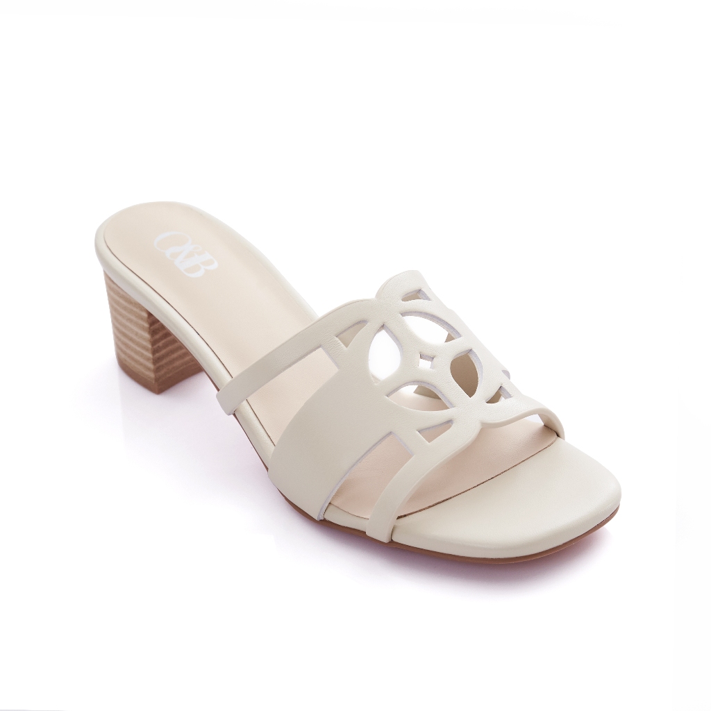 O&B รองเท้าส้นสูงหนังแพะ รุ่น O&B SANDALS HEELS IN UNDERCOVER CREAM-11268SG00296F_F5BEXX
