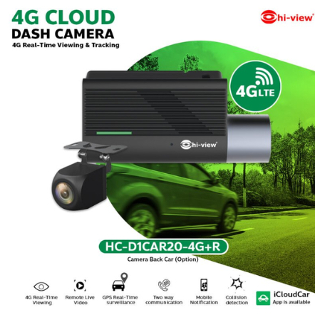 Hi-View กล้องรถยนต์ 4G รุ่น HC-D1CAR20-4G+R มี 2 กล้อง พูดโต้ตอบได้ผ่าน WiFi/4G