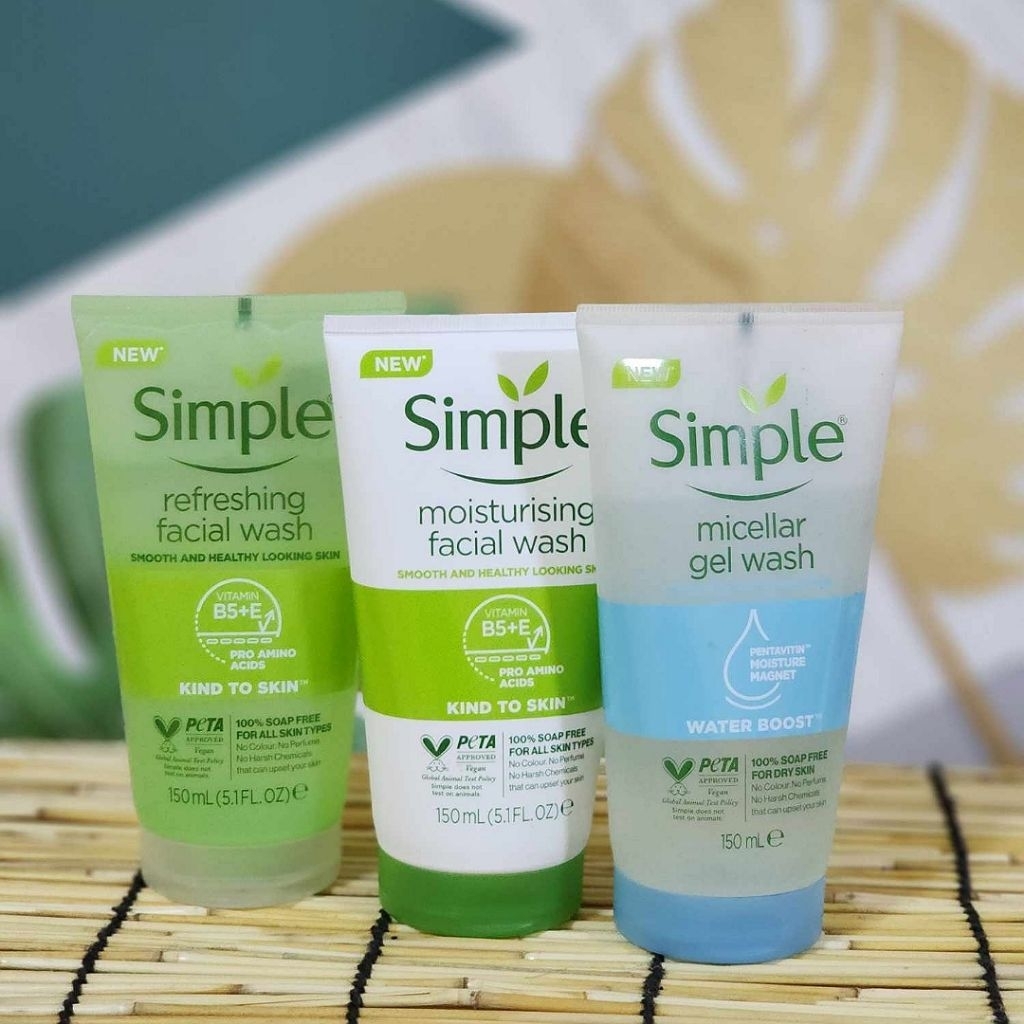 Simple ซิมเพิล เจล,โฟมล้างหน้า Refreshing,Moisturising Facial Wash/Micellar Gel Wash 150มล.