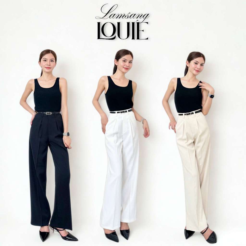 LAMSANG P15 Louie Pants กางเกงเอวสูง กระบอกใหญ่ สาวเอวเล็กสะโพกใหญ่ใส่ได้