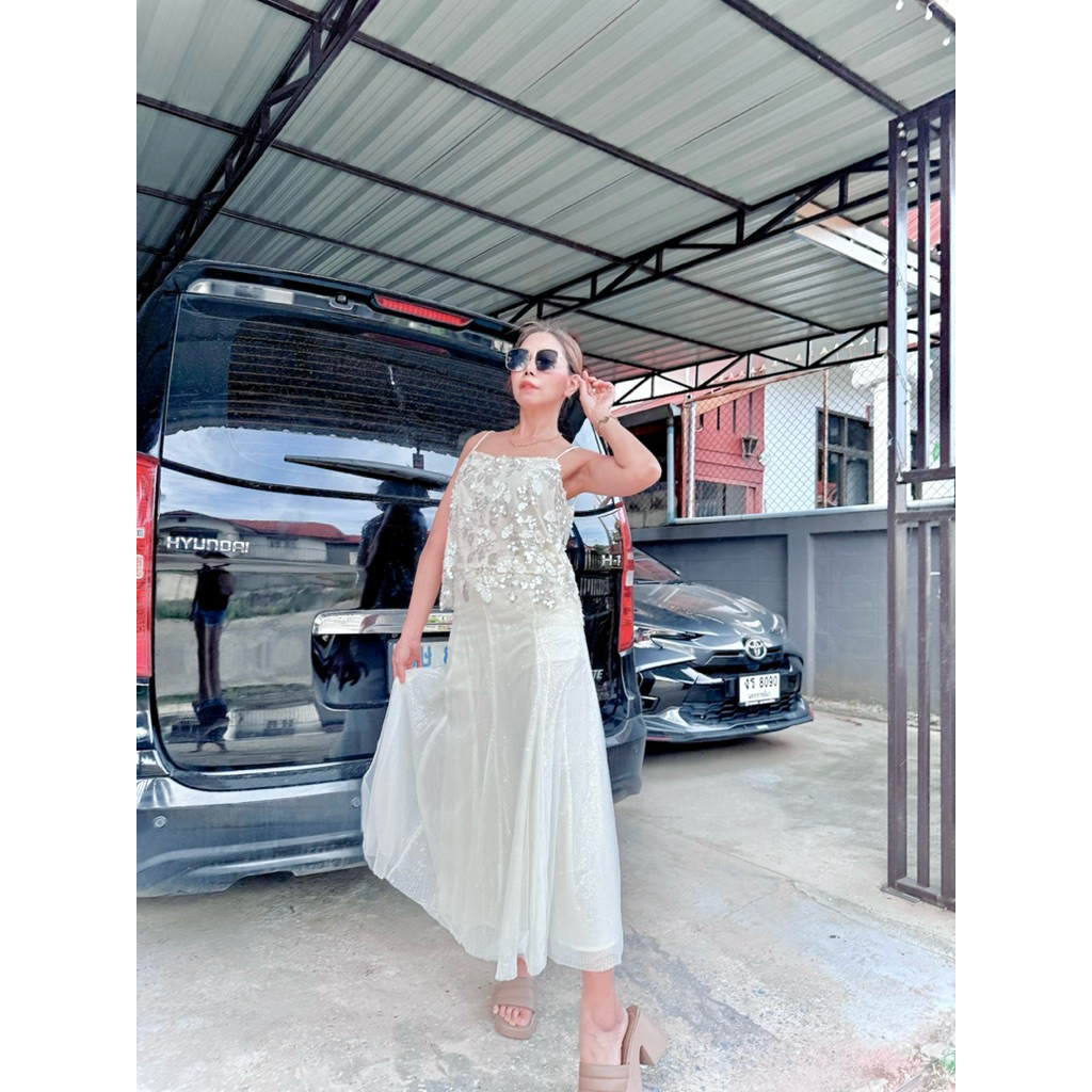 ชุดเซต(เซท)ออกงานปักเลื่อมวิ้งผ้ามุ้งฟรุ้งฟริ้ง💎💎ป้ายWidelia@Real💎💎มือสองสภาพใหม่💎💎