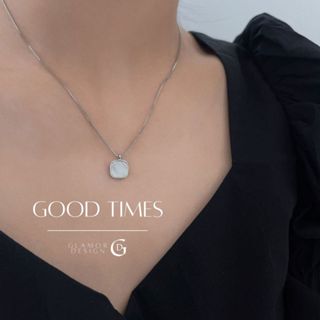 GLAMOR✨สร้อยเงิน Good Times สร้อยแฟชั่น หินโมราสีขาว สร้อยคอ…