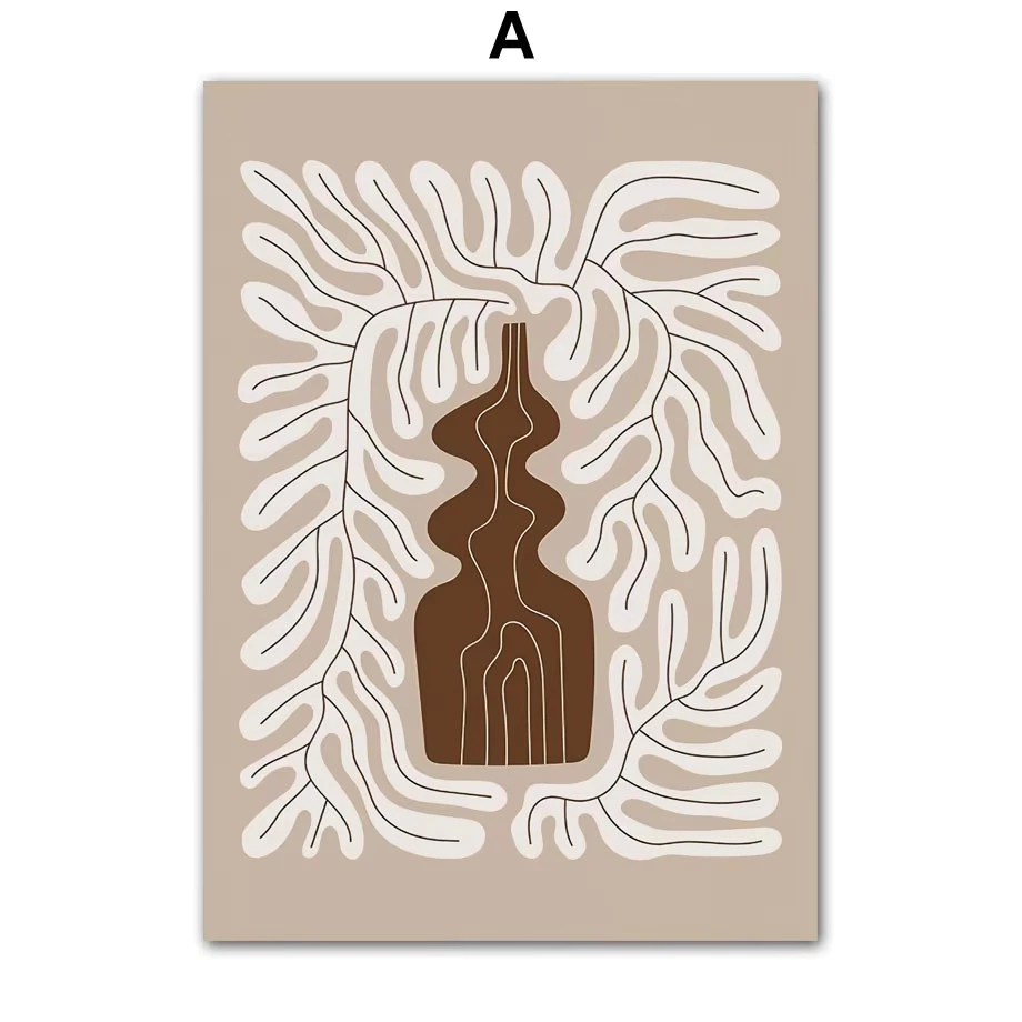 (พร้อมส่งจากไทย ภาพรวมกรอบ)Body Lines แจกัน Leaf โทนน้ำตาล สไตล์นอร์ดิก สําหรับตกแต่งผนัง ห้องนอน - รูปที่ 2