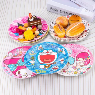 พร้อมส่ง💕 จานเมลามีน (8 นิ้ว) จานก้นลึก/แบน ลายการ์ตูน คิตตี้ จานขนมปัง ของว่าง ผลไม้ | Bluerubystore
