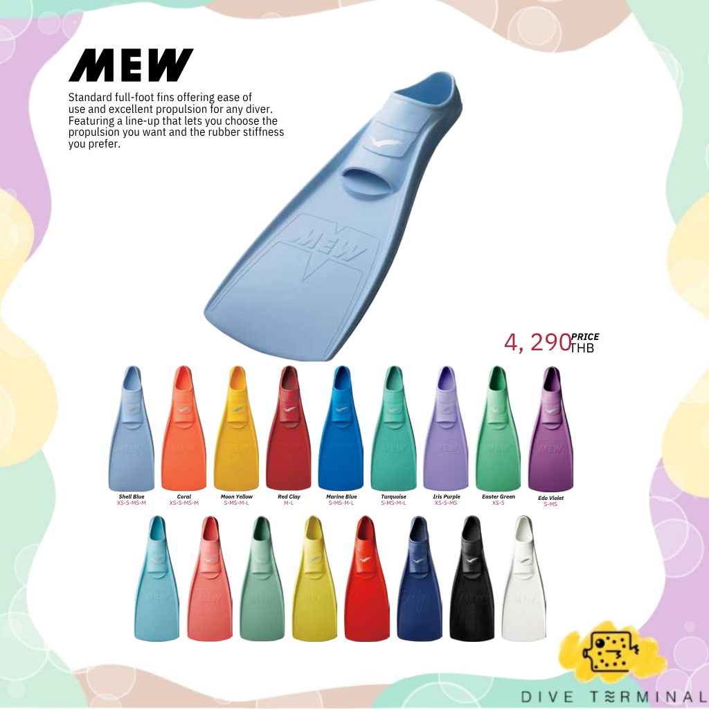 Gull fin Mew ตีนกบตีน้ำ สำหรับว่ายน้ำ,ดำน้ำ,Freedive