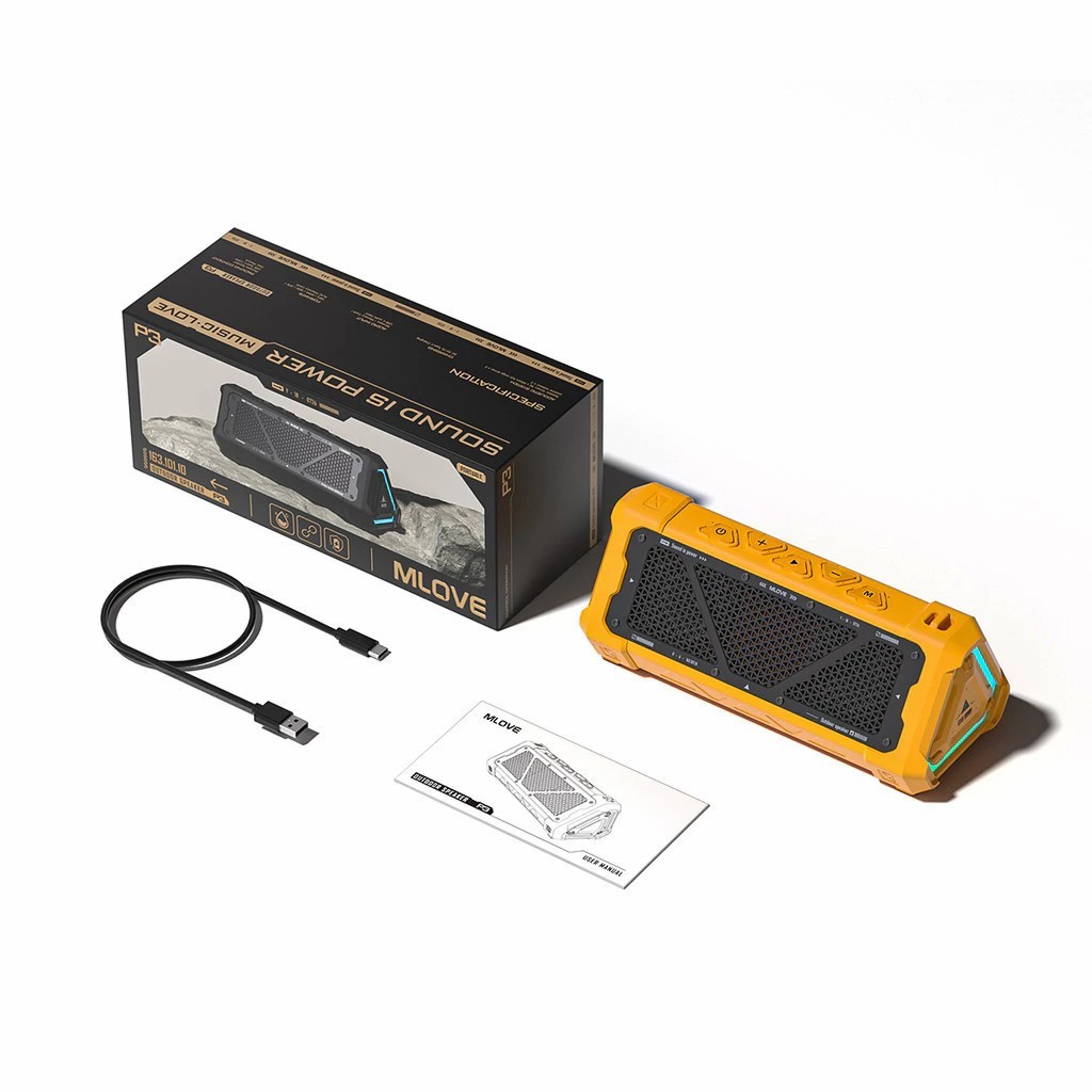 MLOVE ลำโพงบลูทูธพกพา รุ่น P3 | เสียงชัดคุณภาพ Bluetooth Codec AAC กันน้ำ IPX65 ประกันศูนย์ไทย 1ปี