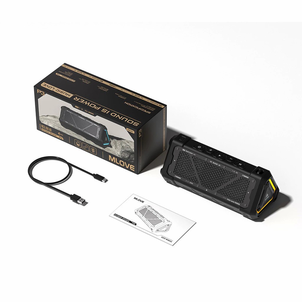 MLOVE ลำโพงบลูทูธพกพา รุ่น P3 | เสียงชัดคุณภาพ Bluetooth Codec AAC กันน้ำ IPX65 ประกันศูนย์ไทย 1ปี