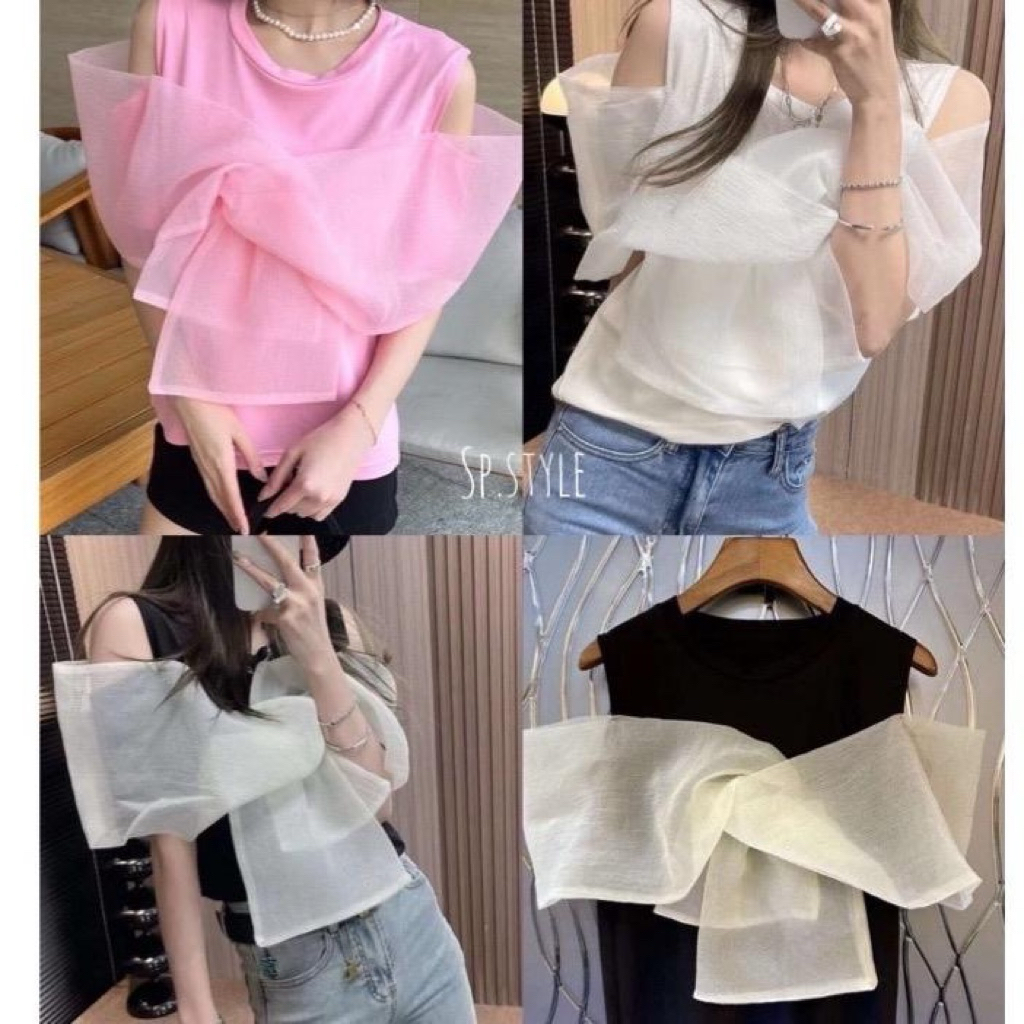 เสื้อคอกลมแต่งโบว์ด้านหน้าใส่ออกงานสวยๆ งานนำเข้าน่ารักมาก GI44 ราคา ถูกที่สุด ดีลบีเคเค แกลเลอรีภาพที่ 2