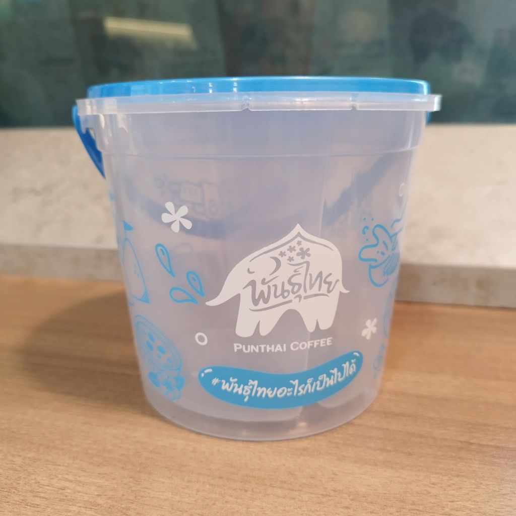 บักเก็ตพันธุ์ไทย ถังกาแฟ ถังน้ำ แท้ สวย ใส่เครื่องดื่มได้ 1 ลิตร