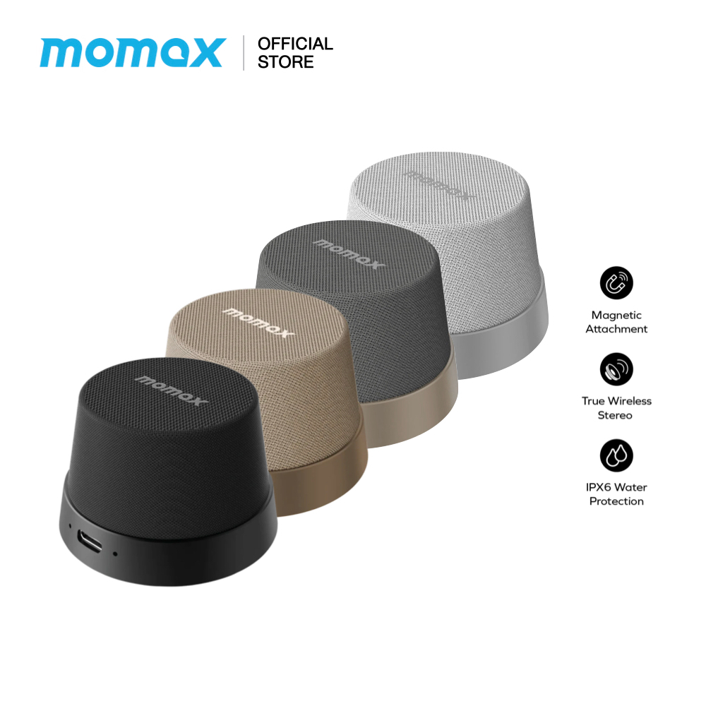 MOMAX ลำโพงบลูทูธ 1-Vibe Go Magnetic Wireless Speaker ลำโพงพกพา ลำโพง Magnetic - Black / Gold