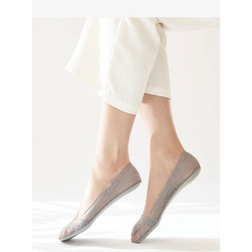 ถุงเท้าคัทชูไซส์ใหญ ผ้าลูกไม้ และ cotton ข้อเว้า ซ่อนขอบ มีซิลิโคนกันหลุด กระชับเท้า  ยืดหยุ่นโปร่งใส่สบาย 5 สีสวย - รูปที่ 4