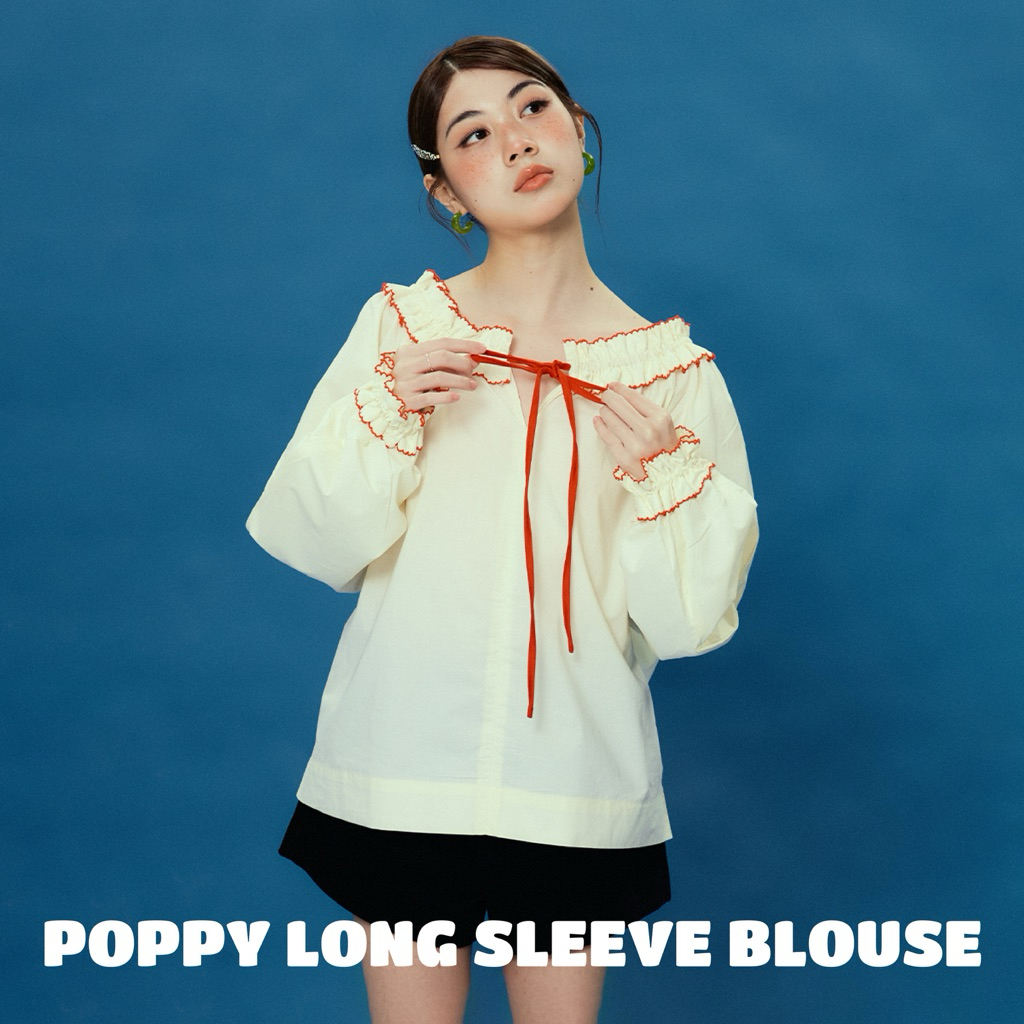 เสื้อเบลาซ์ดีเทลน่ารักมากๆ POPPY  LONG SLEEVE BLOUSE