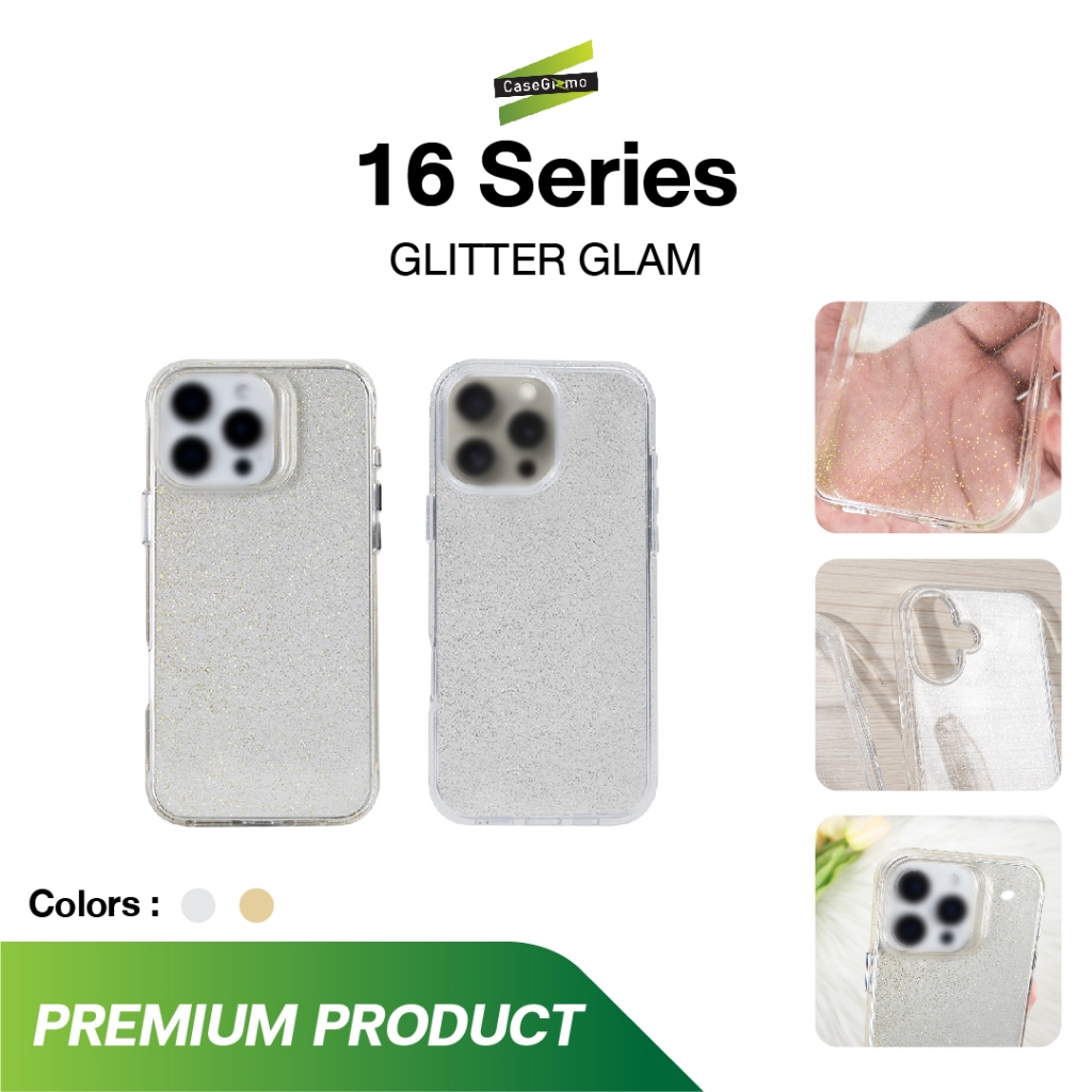 Gizmo รุ่น 16 16+ 16P 16PM เคสใส เคสกลิตเตอร์ เคสกากเพชร เคสกันกระแทก เคส สีเงิน สีทอง Glitter Glam Case