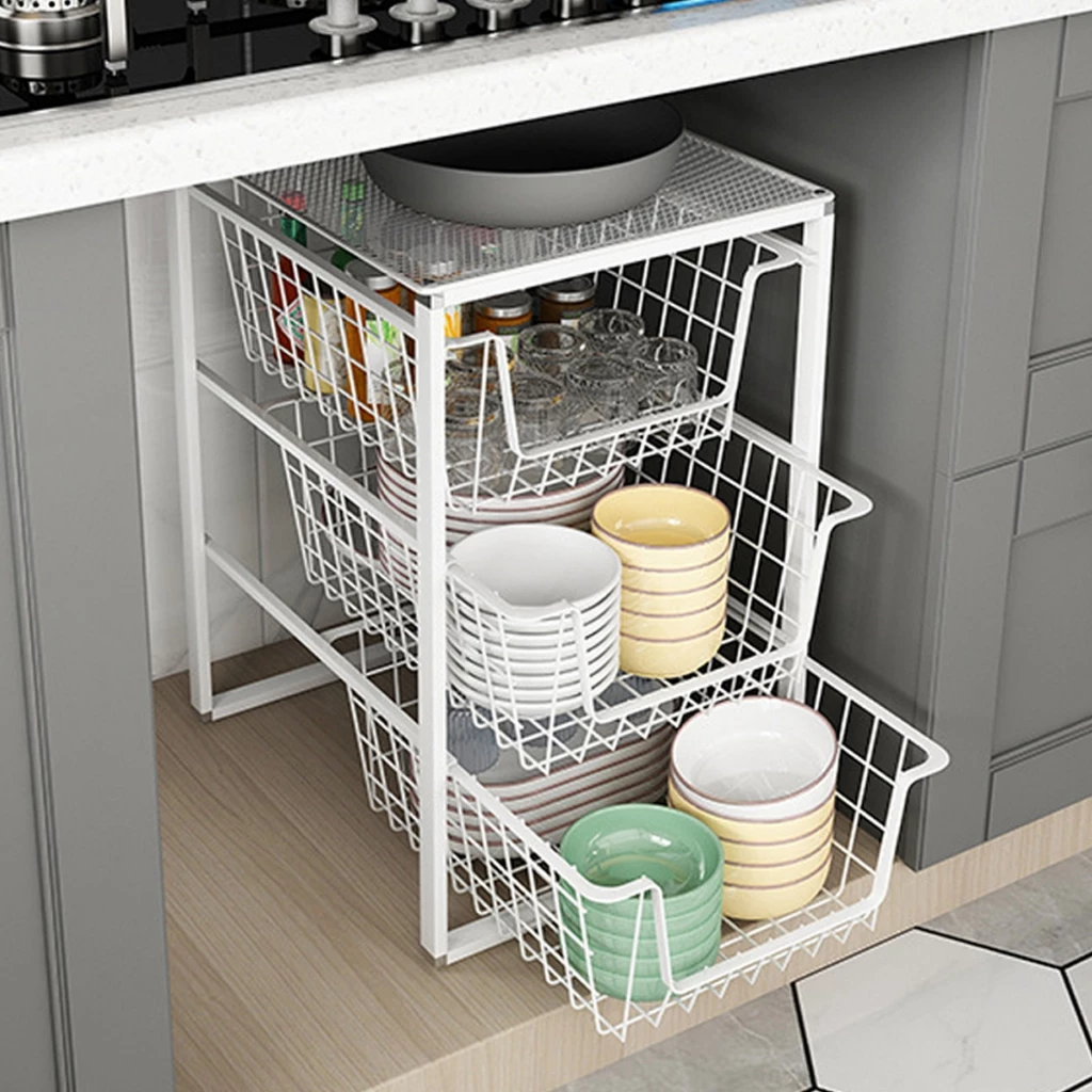 2/3Leyer ชั้นวางจาน Kitchen rack ชั้นวางของอเนกประสงค์ ชั้นวางใต้ซิงค์ ชั้นเก็บเสื้อผ้ามินิมอล จัดเก็บระเบียบ15่kg thumbnail 3