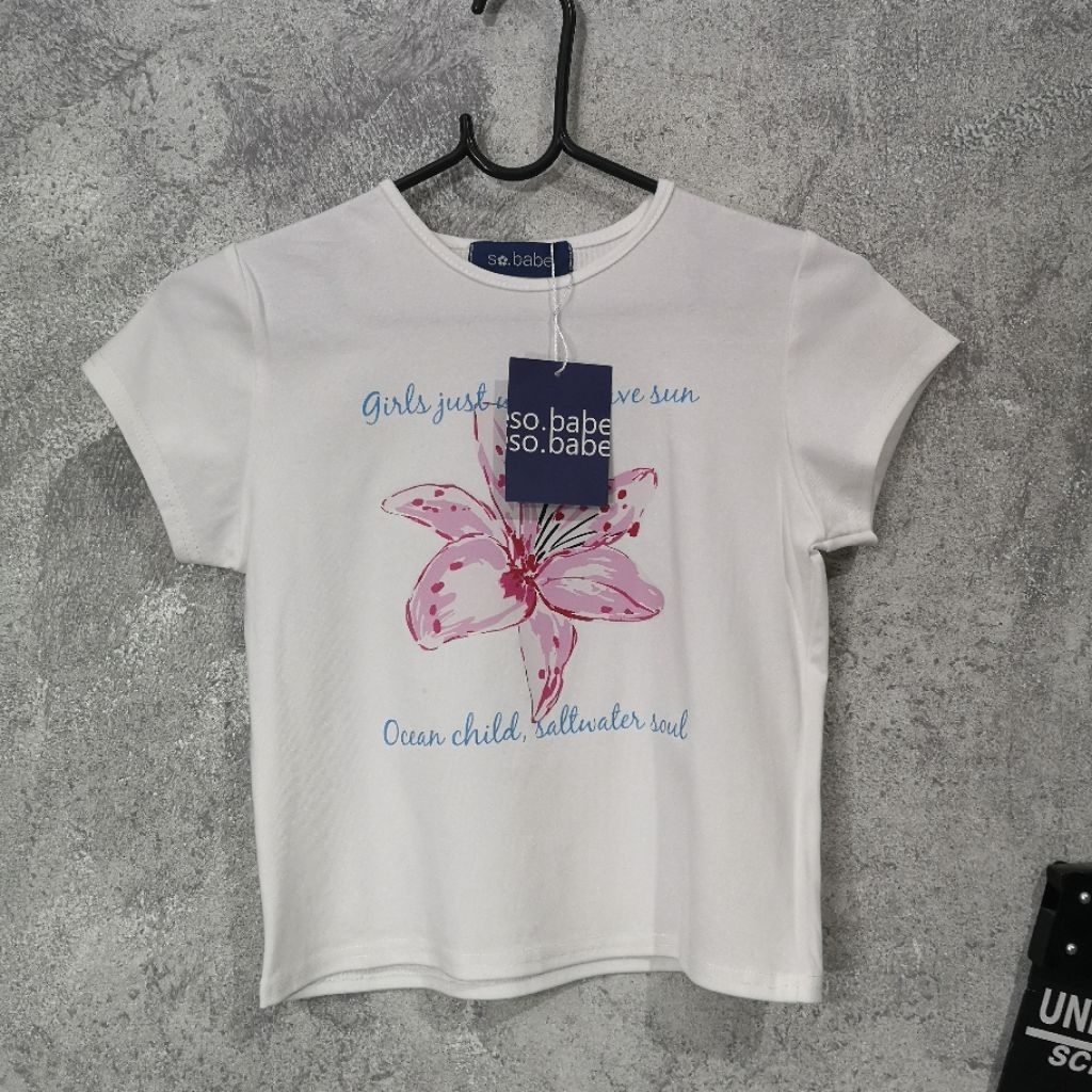 ผ้ามือหนึ่ง เสื้อครอปแขนสั้น ป้าย So.babe