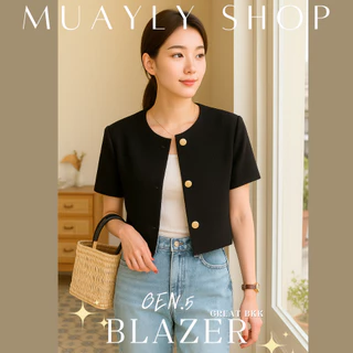 ✨พร้อมส่ง💗 เสื้อเบลเซอร์ คอกลม สไตล์เกาหลี [ Blazer crop top #5 ] ตัวสั้น แนว casual เสื้อคลุม ผ้าเนื้อดี มีซับทั้งตัว