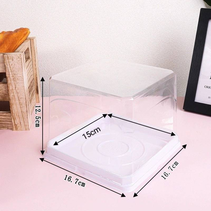 กล่องเค้ก ครึ่งปอนด์ กล่องเค้กฐานเหลี่ยม ฐานกลม 1/2ปอนด์ ฐานขาว ฝาใสกันฝ้า (แพค25ใบ) - รูปที่ 4