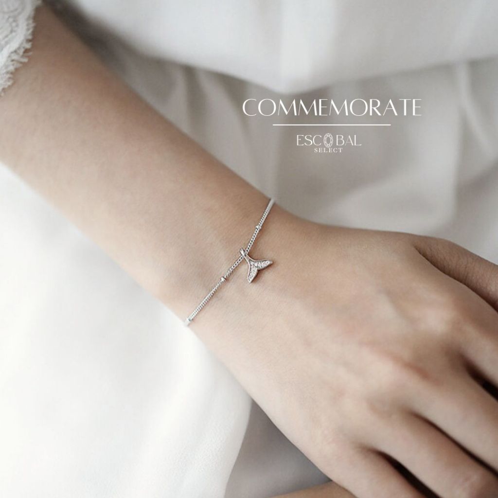 ESCOBAL✨สร้อยข้อมือเพชร Commemorate สร้อยข้อมือเงินแท้ กำไลแฟชั่น กําไลข้อมือผู้