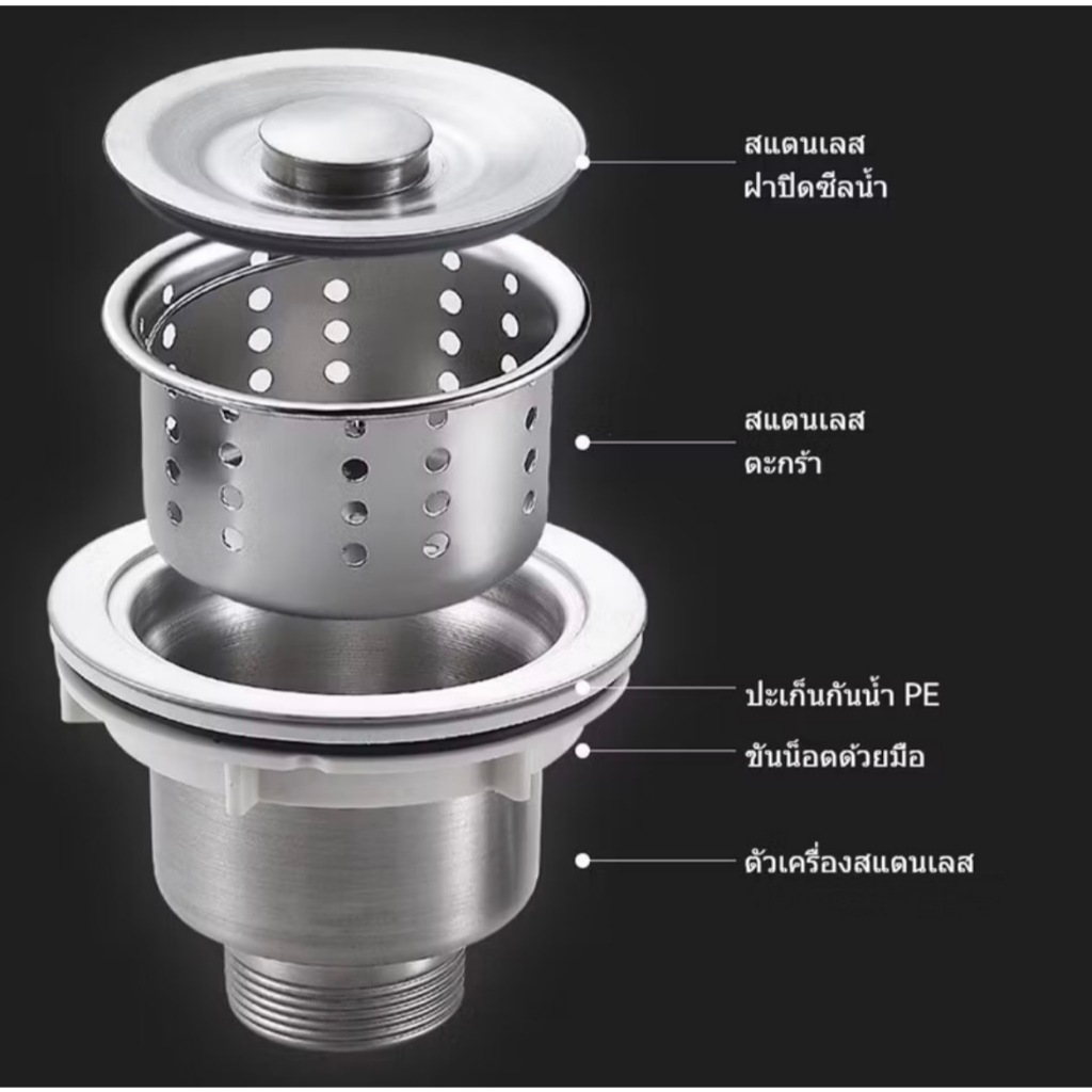 สะดืออ่างซิ้งค์ สะดืออ่างล้างจาน สแตนเลส ทนทานแข็งแรง รูปที่ 3
