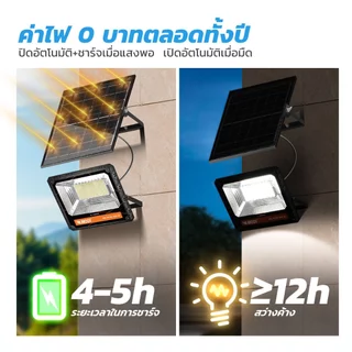MODI ไฟสปอตไลท์โซล่าเซลล์ 50W80W120W200W300W400W เปิดได้ 3 แสง IP65 พลังงานแสงอาทิตย์ รีโมทคอนโทรล