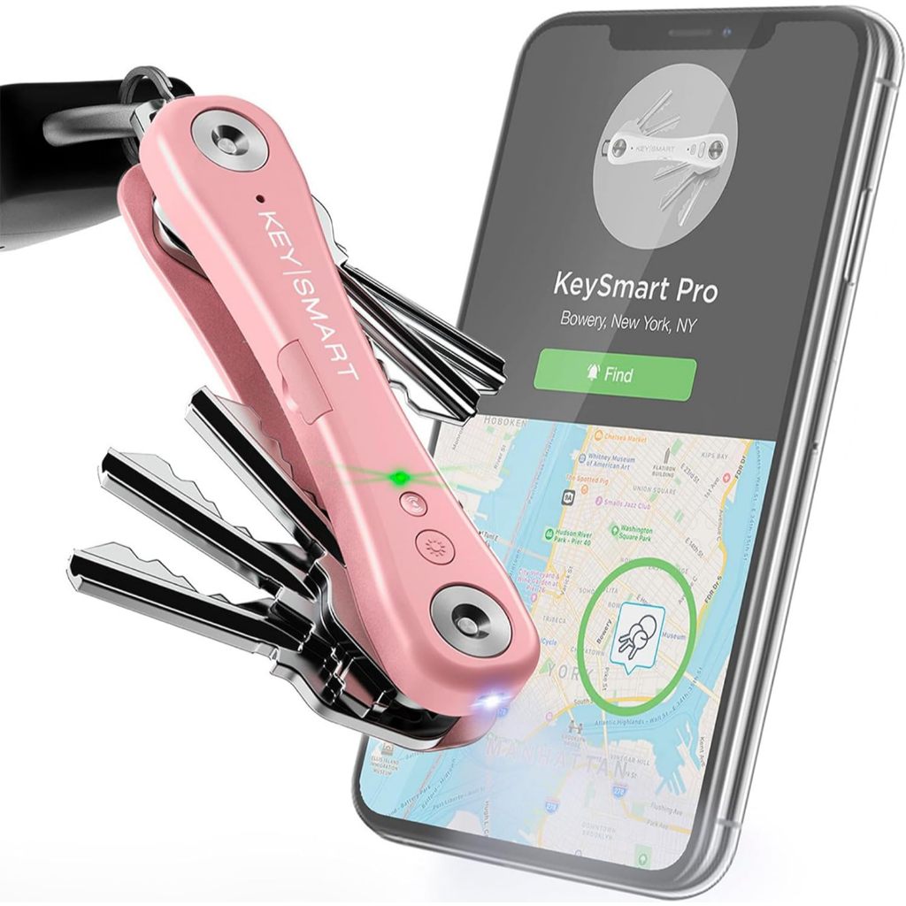 KeySmart : KSMKS411-ROS* อุปกรณ์จัดเก็บและจัดระเบียบกุญแจ Pro Compact Smart Trackable Key Holder, Ro