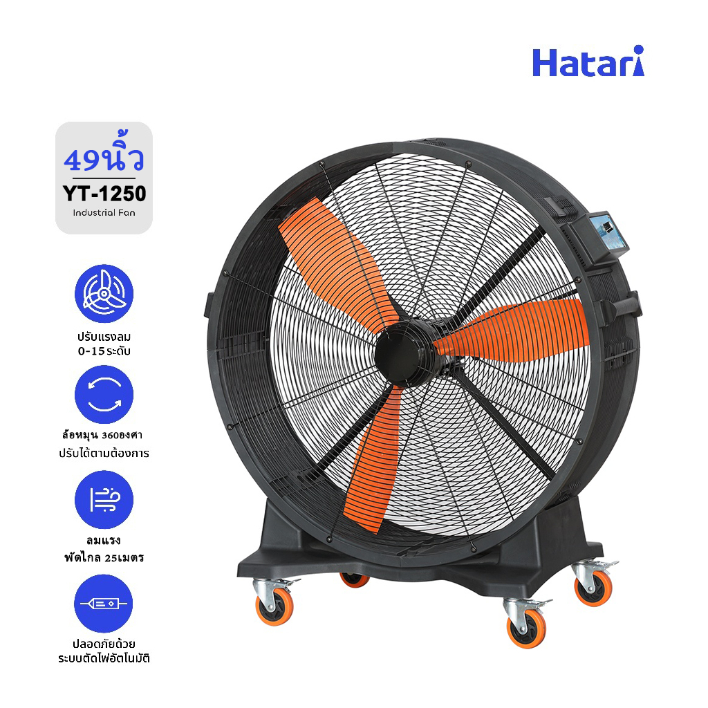 พัดลม Hatari HVLS FAN พัดลมอุตสาหกรรม 49นิ้ว พัดลมยักษ์ พื้นที่ใช้ 260㎡ ประกันมอเตอร์ 5ปี YS-P1250