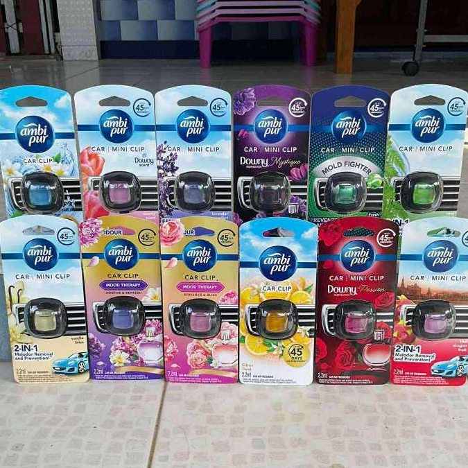 13กลิ่นให้เลือก แอมบิเพอร์คาร์ Ambipur car น้ำหอม ติดรถยนต์ Ambipur mini Clip2.2ml มีเรทส่ง