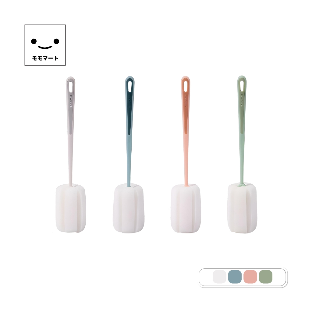 MOMOMART แปรงล้างแก้ว หัวฟองน้ำ ทรงเหลี่ยม ด้ามยาว แข็งแรง ทนทาน น้ำหนักเบา รุ่น ME2-002-W