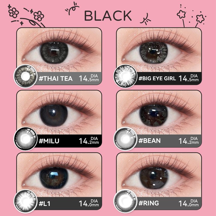 Black Lens📢【แถม ลิปสติก+อายแชโดว์+2*ตลับ,ซื้อครบ฿100❗】Midroo✨[COD]14.0~14.5mm เวลาโปรโมชั่นมีจำกัด รายเดือน