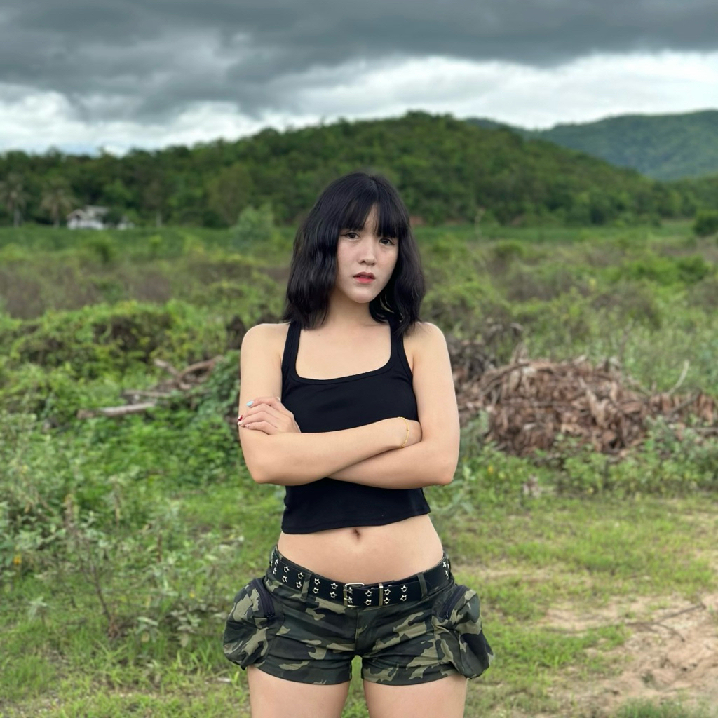 Mabeau - Army cargo shorts กางเกงขาสั้นเอวต่ำทรงคาโก้ ลายพราง ลายทหาร ผ้าคอตตอน(ไม่รวมเข็มขัด) - รูปที่ 4