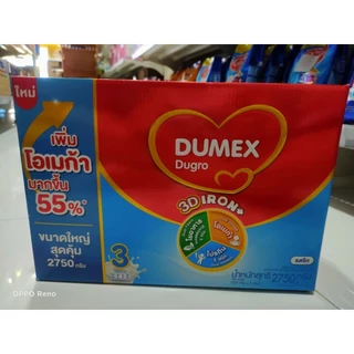 นมผงดูโกร สูตร 3 (Dugro Stage 3):สำหรับเด็กอายุ 1 ปีขึ้นไปกล่อง 2,750 กรัมซองแบ่ง 550 กรัมหมดอายุ 5/27
