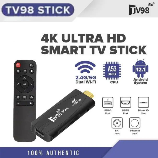 Smart TV98 Stick Digital TV Stick Android TV Stick Netflix/YouTube/Google 4k Android 12 HDMI 8+128GB